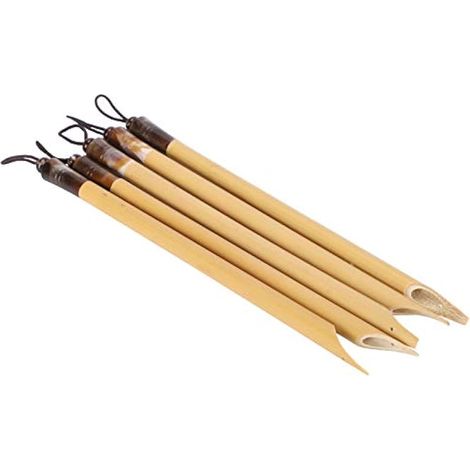 Ensemble de 5 stylos de calligraphie manga vintage en bambou pour le dessin scolaire (pointe en bambou naturel) (1/4)