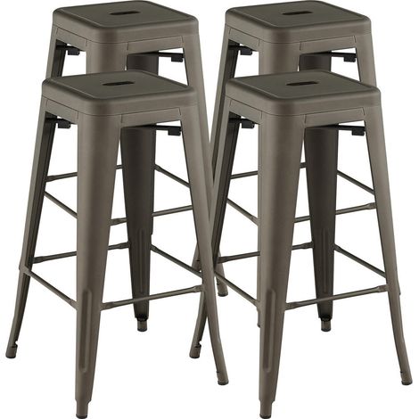 Pour cuisine, salle à manger ou bar, tabourets de bar 30 pouces lot de 4, métal empilable avec repose-pieds (1/5)