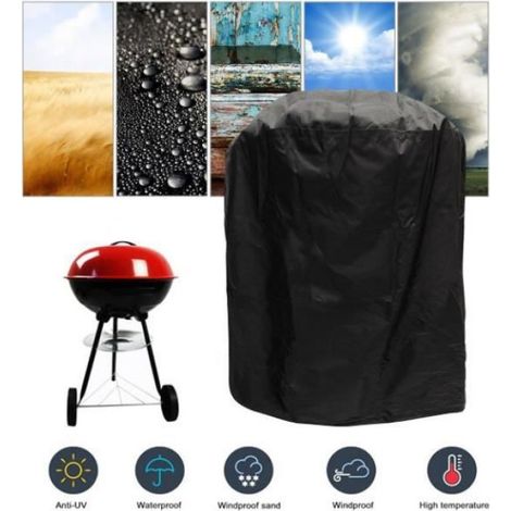 Housse de Protection Barbecue, Housse/ Bâche Barbecue Imperméable, Kit de revêtement de barbecue avec Sac de Rangement Noir (1/4)