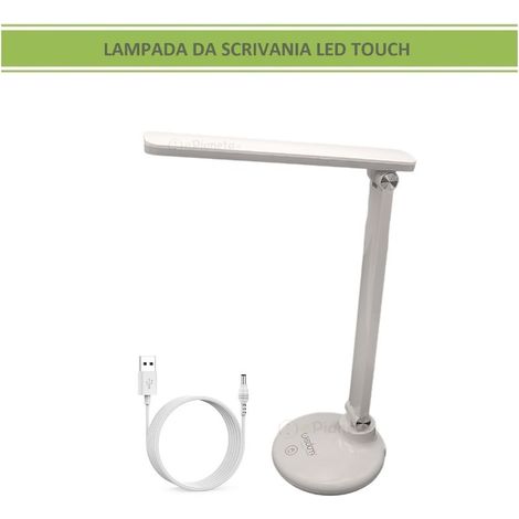 Lampada da scrivania lineare led touch luce lettura ricaricabile usb bianco orientabile lume tavolo comodino design moderno (1/5)