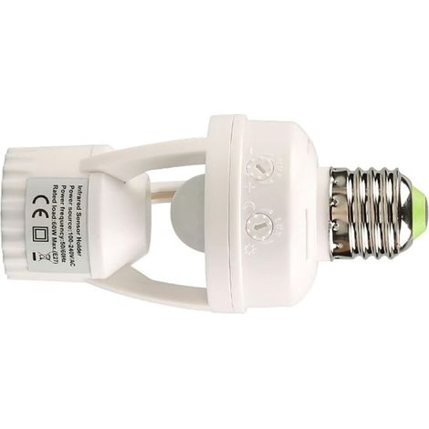 Portalampada con sensore di movimento, portalampada E27 con lampadina a sensore di movimento, ritardo da 10 a 300 secondi, 100-240 V, spina con sensore di movimento, illuminazione domestica intelligen