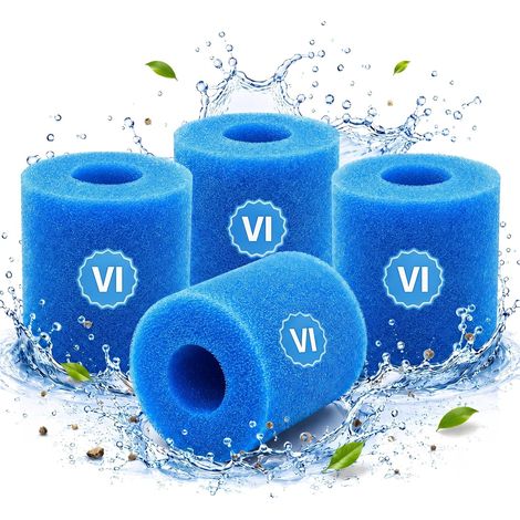 Lot de 4 Filtres Spa Type VI, Cartouche Filtrante Type VI en Mousse 90352E, Filtre Spa Lavable et Réutilisable, pour Bain à Remous, Piscine et Pompe Compatible, 10,6 x 8 cm