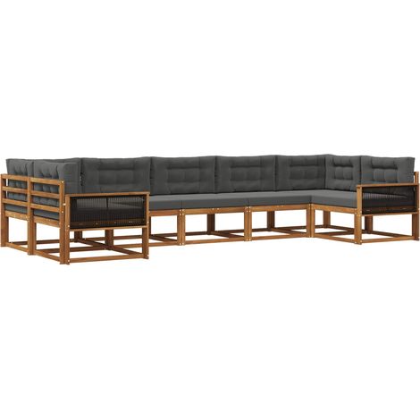 Ensemble de canapés d'extérieur 7 pc Naturel et Anthracite vidaXL (1/5)