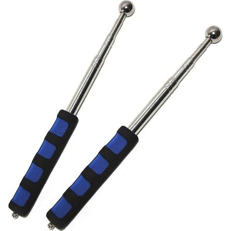 Lot de 2 bâtons de mesure télescopiques portables en acier inoxydable de 140 cm pour la distanciation sociale, bâton extensible portatif pour mesurer la distance sociale (bleu) (1/5)