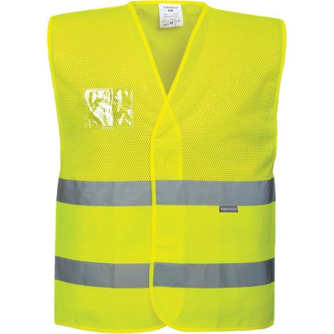 Chaleco de media malla transpirable con porta identidad PORTWEST C494 2XL-3XL Amarillo