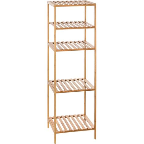 Étagère de Rangement en Bambou avec 4 Plateaux + 1 Plateau modulable pour Un Rangement Malin et Optimal - Multi usages - Exotique et Zen (1/5)