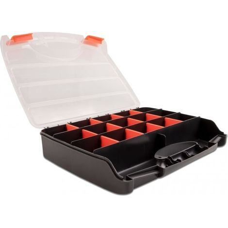 18418 BOÎTE DE RANGEMENT RECTANGULAIRE PLASTIQUE NOIR, ORANGE (1/4)