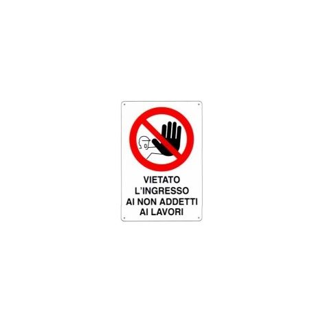 1PZ CARTELLO "VIETATO L'INGRESSO AI NON ADDETTI AI LAVORI" - cm.50x70h.