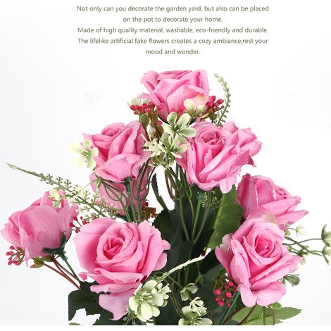 Bouquet di rose artificiali color pesca per decorare giardino, casa ed eventi. (1/4)