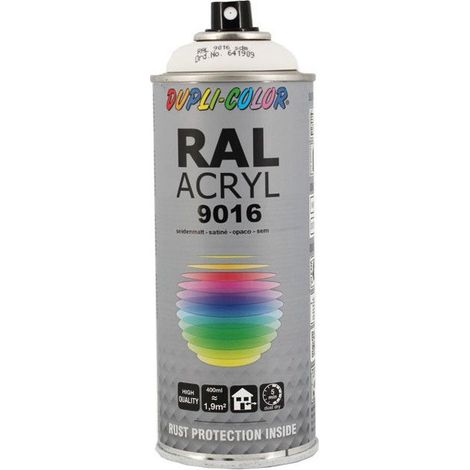Bombe de peinture acrylique - Blanc Traffic satiné - RAL 9016 - Duplicolor - 400 ml