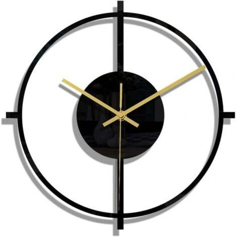 Horloge Murale Rond Noir Design Moderne Silencieuse Décorative Bureau Salon Chambre (1/4)