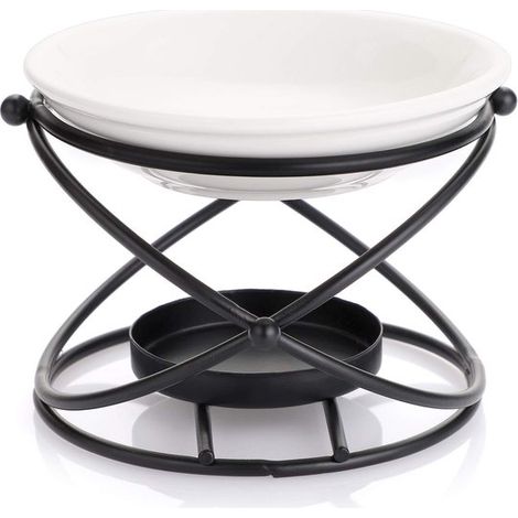 Brûleur à huile/chauffe-cire en métal de style européen, magnifique et romantique porte-bougie chauffe-plat/brûleur à huile en céramique, brûleur/chauffe-bougie parfumée/réchaud (1/4)