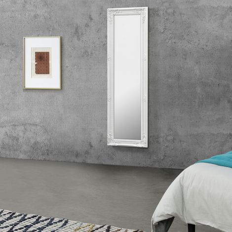 Specchio da Parete Livorno Stile Barocco Montaggio Verticale o Orizzontale 132x42 cm Bianco [en.casa] (1/5)
