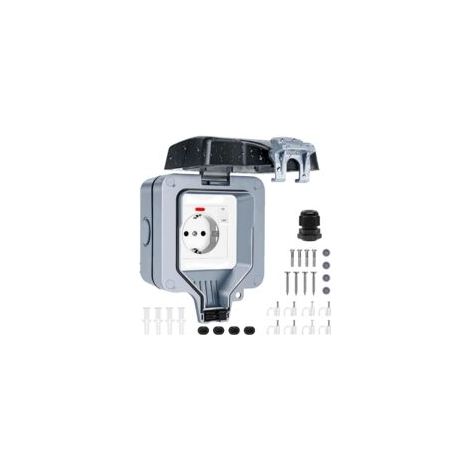 Prise Exterieure Etanche IP66 Prise Electrique Murale de Courant et Volet de Protection Prise Etanche Exterieur de Jardin, Prise Murale Anti-Poussière et Coupe-Vent avec Interrupteur, Voyant Lumineux