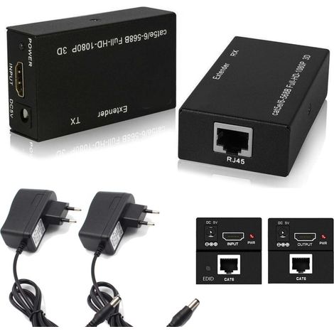 Câble d'extension HDMI 60 m RX TX LAN RJ-45 CAT6 (1/5)