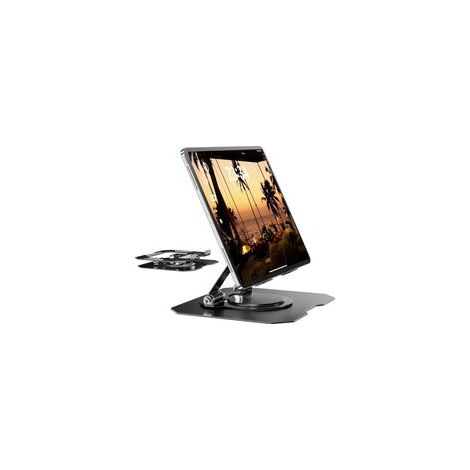 (Noir) Support Tablette Rotatif à 360°, Support de Tablette Réglable et Pliable Support Tablette Bureau Refroidissement à Sable Multi Angle Compatible avec 4 à 12,9'' iPhone iPad