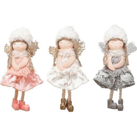 Décoration de sapin de Noël mignonne, ange pour poupée, ornements de fête, dentelle à suspendre (1/5)