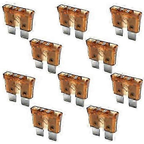Lot de 10 mini-fusibles marron 7,5 A 32 V pour voiture, caravane, camion, SUV et bateau (1/3)