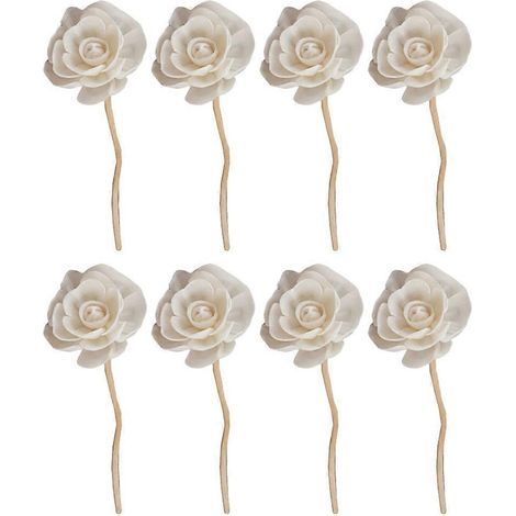 Set mit 8 Rattanstäben für die Aromatherapie, Aromatherapie-Zubehör, blühender Rattan – 21 x 5 cm – Elfenbein (1/3)