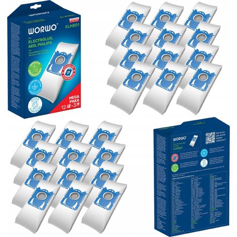 Worwo Zeste De Sacs Elmb01 - 24 Pièces - Microfibre - Compatible Electrolux - Sac Aspirateur (1/4)