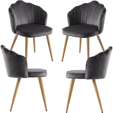 Packs Sillas Comedor - Pack 4 Sillas Blume Terciopelo - Gris oscuro