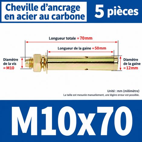 Goujon d'ancrage cheville à expansion M10x70 mm lot de 5 pièces m10 70 5 pièces 1 kg – Livraison gratuite