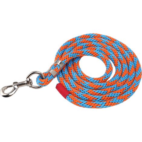 Longe en nylon épais et polyvalente pour chevaux et autres animaux de compagnie, avec crochet en alliage, 2,5 m (8,2 pi), bleu et orange. (1/5)
