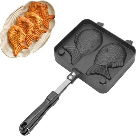 18cm Gaufrier Antiadhésif de Moule de Gâteau Casserole en Alliage D'aluminium Moule à Pâtisserie Ustensiles de Cuisson en Forme de Poisson à 2 Faces (1/5)