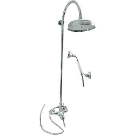 Colonne de douche LABE avec douchette laiton chromé et poignée en céramique H.111cm (1/5)