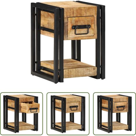 Bois de manguier -  Cabinet de chevet avec tiroir Marron 30 x 30 x 40 cm (1/5)