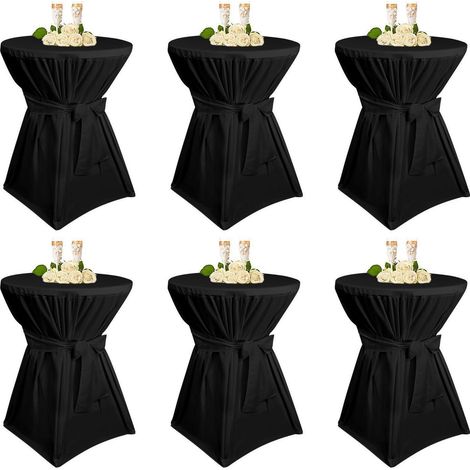 6er Set Stehtischhussen Schwarz für Ø 80-85 cm, Polyester, mit Fußtaschen