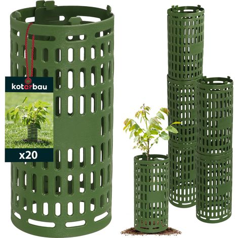 KOTARBAU® Lot de 20 Protection Tronc D'Arbre - ⌀ 11,5 cm - Plastique - 26 cm - Vert - Protection Arbre Fruitier - Gaine Protection Arbre - Empilable et Modulable (1/5)