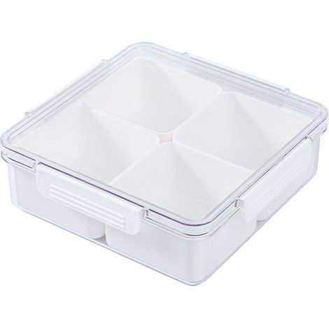 plateau à goûter, boîte à fruits secs, plateau à fruits pour salon, compartiment transparent, boîte de rangement pour fruits et légumes, multi-usages (1/5)