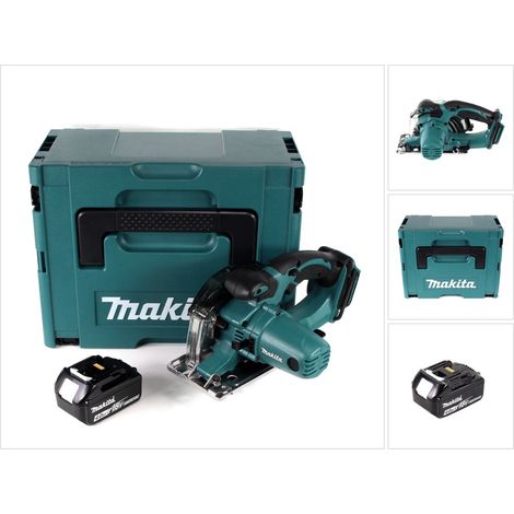 Makita DCS 552 M1J 18 V Scie circulaire à main sans fil métal 136 mm + Coffret Makpac + 1x Batterie 4,0 Ah + Lame de scie et lunettes de protection - sans chargeur (1/5)