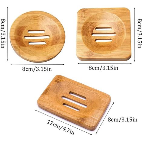 Ensemble de 6 porte-savons en bambou, boîtes à savon artisanales en bois, boîtes à savon en bambou naturel, adaptées à la salle de bain, rangement pour savon (marron) (1/4)