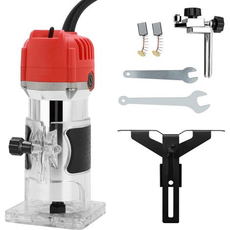 220V 30000RPM Electric Hand Trimmer Palm Router Power Router for Wood/Laminate Flooring(Red) (1/5)