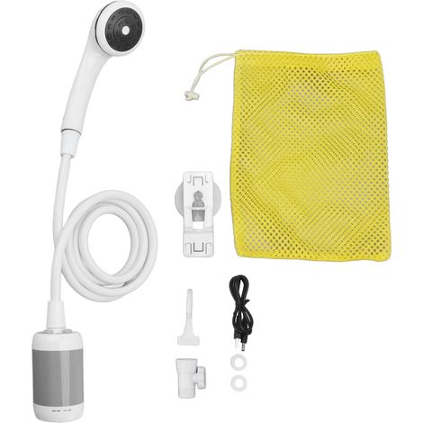 Rosvola Tragbare elektrische Dusche, Outdoor-Camping, SPA, Autowäsche, Haustiere, Bad, Pflanzen, Gemüsebewässerung, Silbergrau.