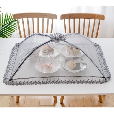Cloche alimentaire en maille de qualité supérieure -50 x 70 cm - Réutilisable et pliable - Pour pique-nique, extérieur -Protège les aliments contre les mouches, les insectes, les moustiques (1/4)