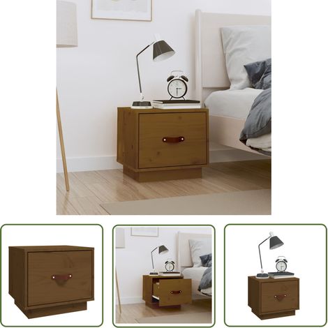 The Living Store Nachttisch Honigbraun 40x34x35 cm Massivholz Kiefer - Nachttisch - Holzmöbel - Kiefernholz - Wohnzimmerdeko - Schlafzimmereinrichtung (1/5)