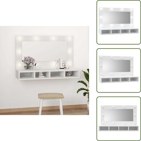 Armoire à miroir avec LED blanc 90x31,5x62 cm - Armoire À Miroir - Meuble De Salle De Bain - Miroir LED - Éclairage LED - Rangement Cosmétique