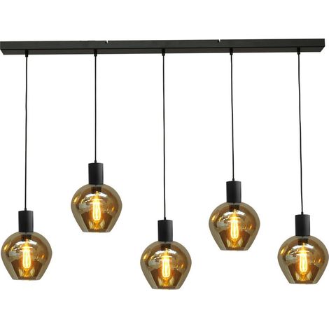 Lampe suspendue noire pour salle à manger Bounty Verre rond à 5 lumières - 2471-05-05-130-5-3 (1/3)