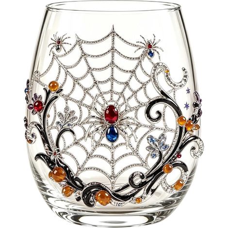 Mundgeblasenes Whiskyglas, Halloween-Design (1/2)