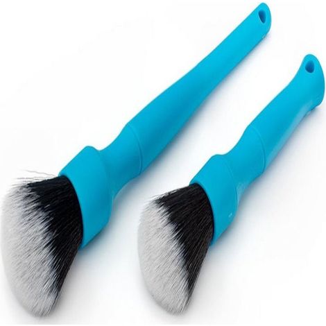 Brush Set - 2 Piece Detail Brush - For Car Interior Cleaning Wheel Vent Trim - Synthetic Bristles ABS Handle - Wet Dry Use - 1 Set