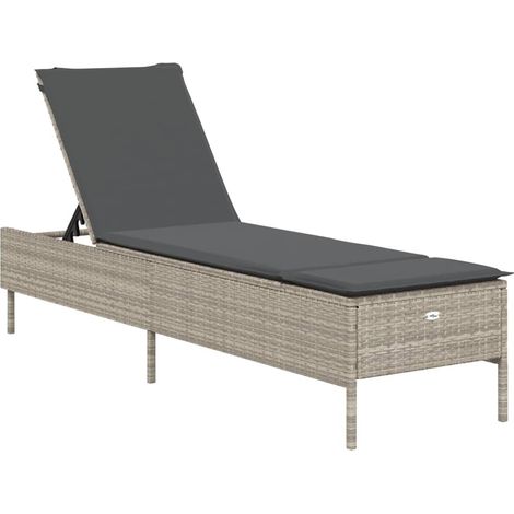 Maison Exclusive - Sonnenliege mit Auflage Hellgrau Poly Rattan