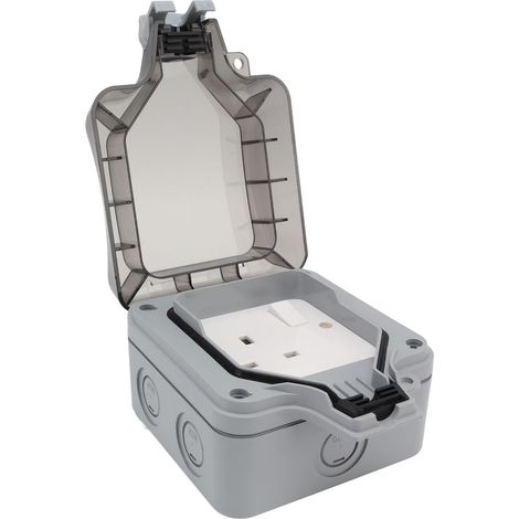 Boîtier de prise étanche IP66 pour extérieur, montage en saillie, résistant aux projections d'eau et à la poussière, prise de charge britannique 250 V (1/5)