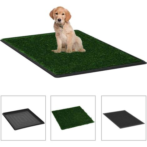 vidaXL Inodoro mascotas con bandeja césped artificial verde 64x51x3 cm (1/5)