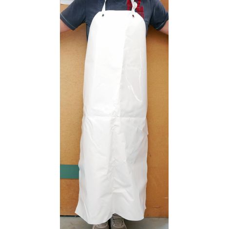 Tablier blanc de protection SIERRA anti-acide 120x90cm fermeture élastique sangle de cou ajustable MANULATEX DERANCOURT