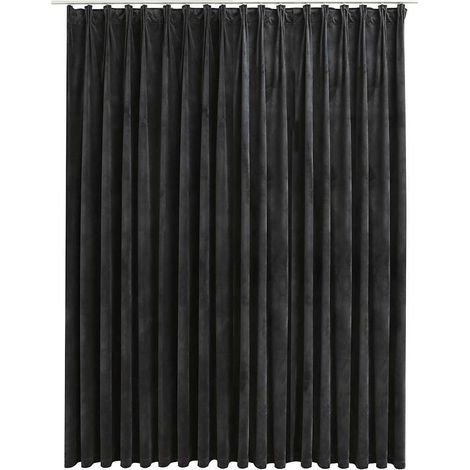 Tenda Oscurante con Ganci in Velluto Antracite 290x245 cm DAS578132 (1/5)