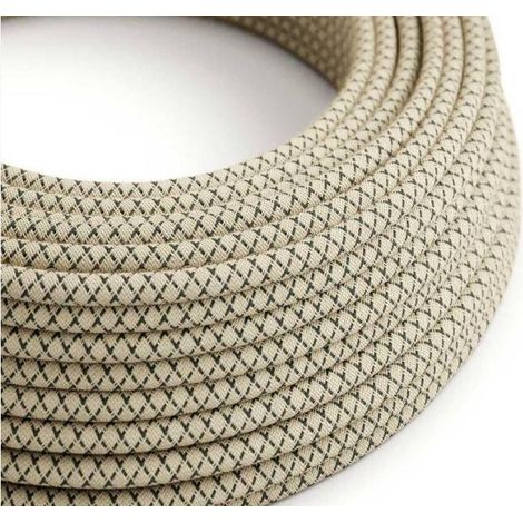 Cavo tessile al metro creative-cables grigio antracite e beige losanga 2x0,75mm -xz2rd64 (1/4)
