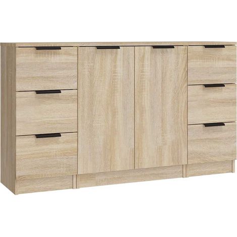 Maison Exclusive - Aparadores 3 piezas madera contrachapada color (1/5)